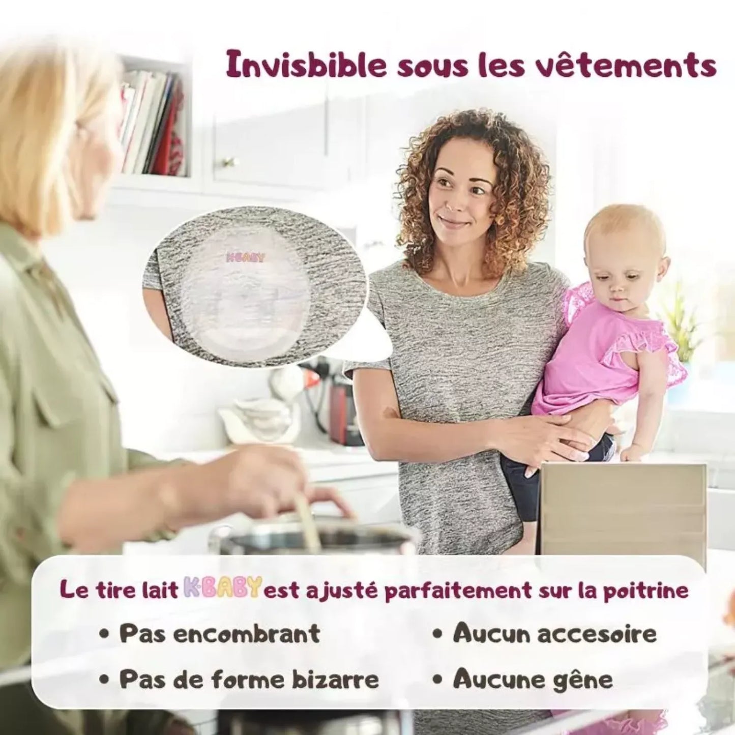 Tire-lait sans fil K-BABY discret et invisible sous les vêtements pour tirer son lait en toute liberté